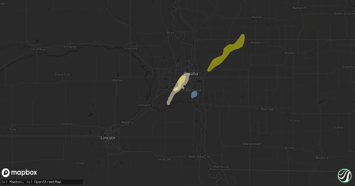 Hail map in Papillion, NE on April 14, 2023