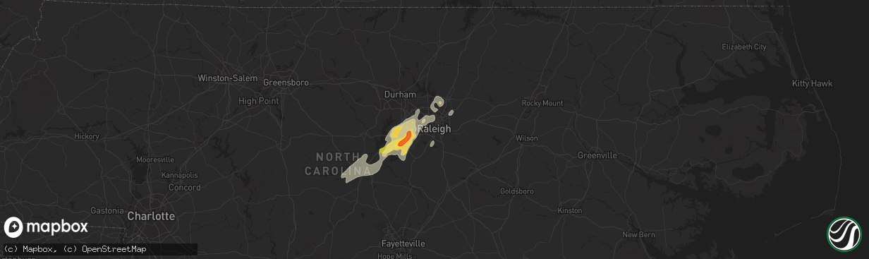 Hail map in Raleigh, NC on April 14, 2023