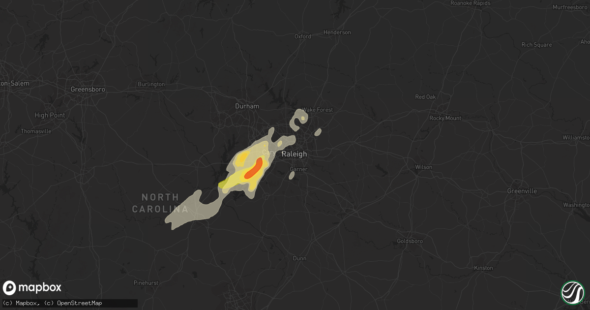 Hail map in Raleigh, NC on April 14, 2023
