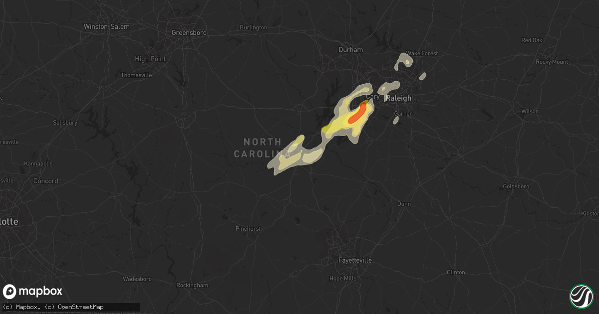 Hail map in Sanford, NC on April 14, 2023