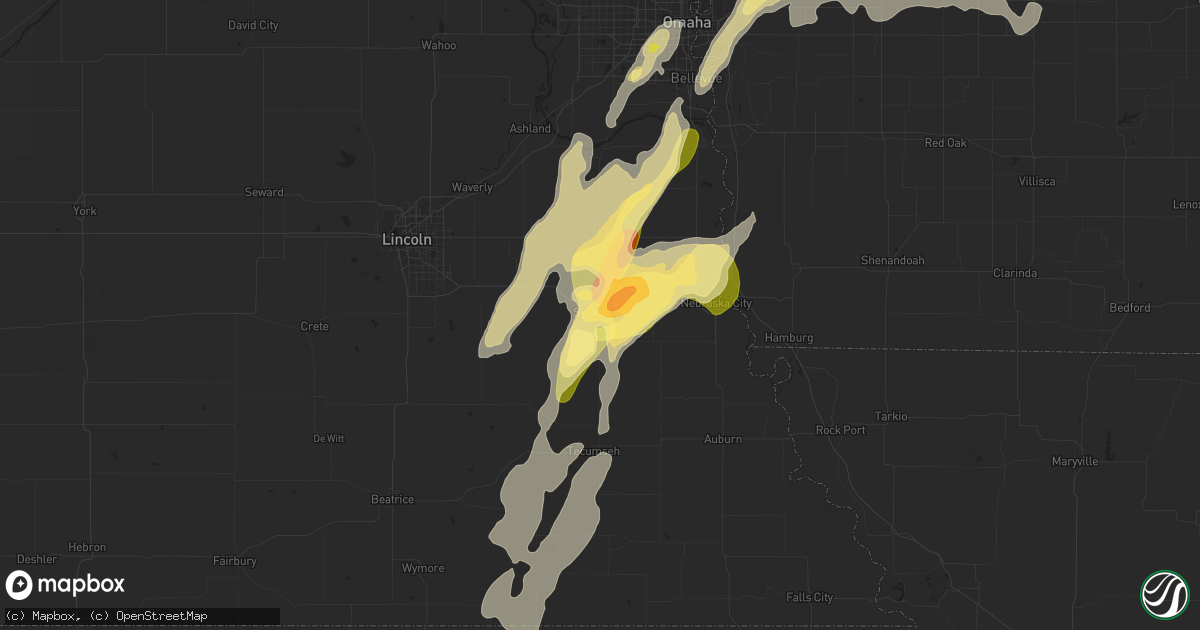 Hail map in Syracuse, NE on April 14, 2023