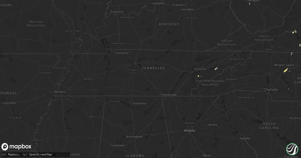 Hail map in Tennessee on April 14, 2023
