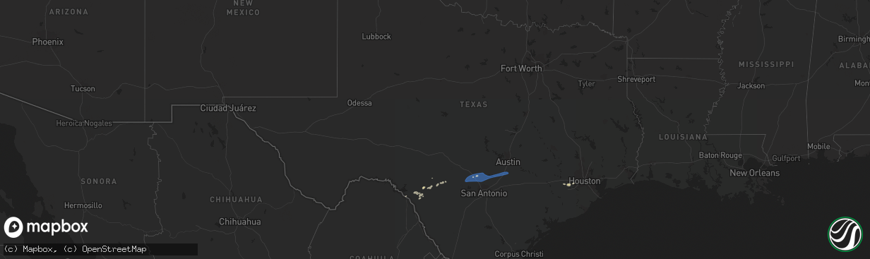 Hail map in Texas on April 14, 2023