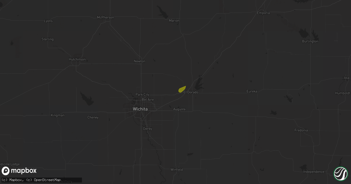 Hail map in Towanda, KS on April 14, 2023