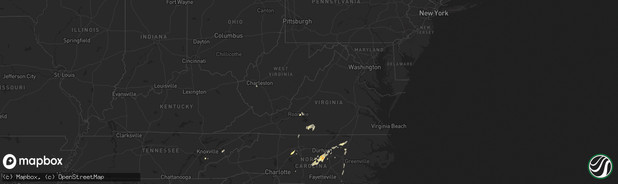 Hail map in Virginia on April 14, 2023