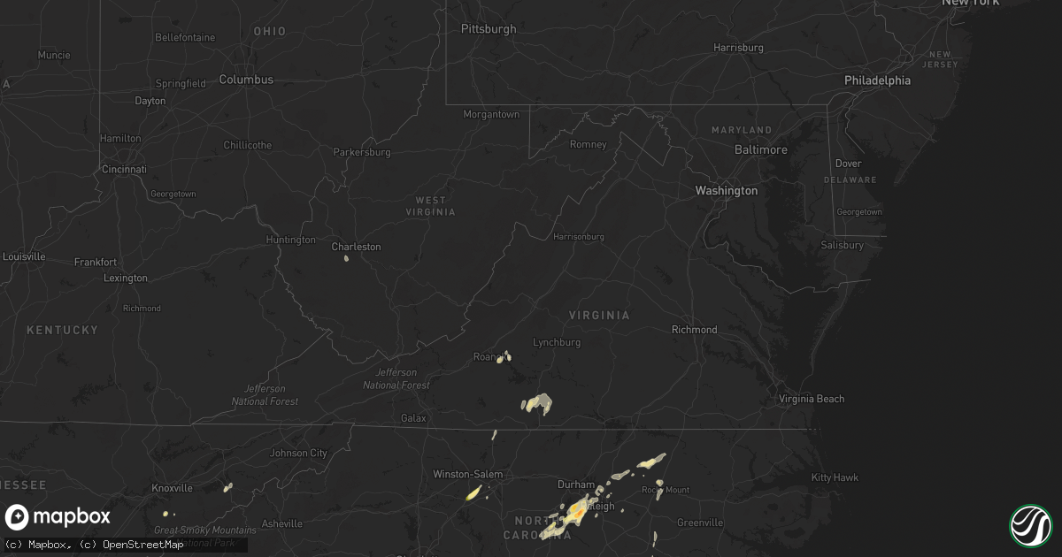 Hail map in Virginia on April 14, 2023