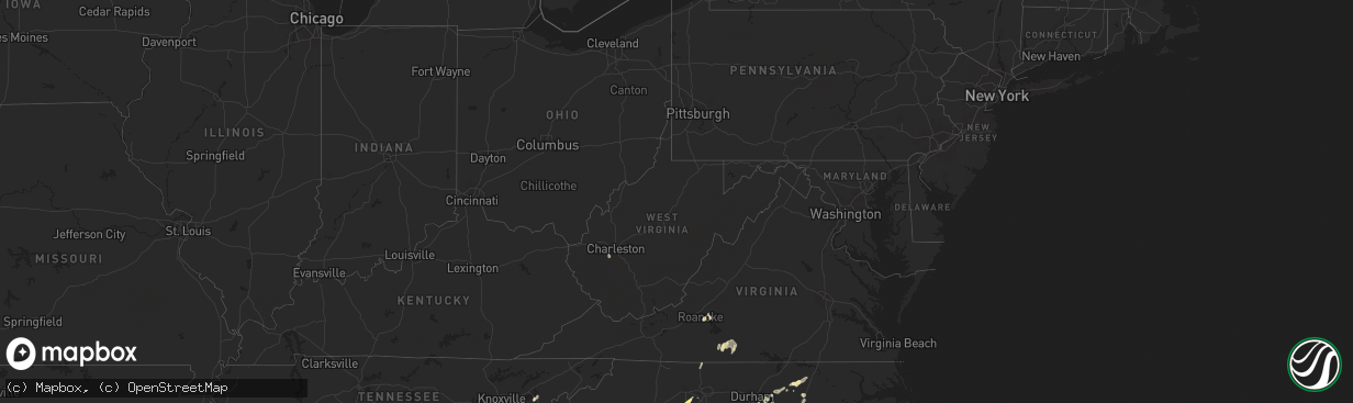 Hail map in West Virginia on April 14, 2023