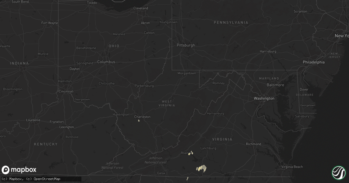 Hail map in West Virginia on April 14, 2023