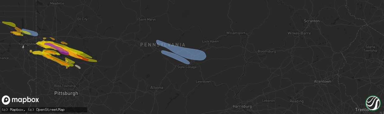 Hail map in Bellefonte, PA on April 14, 2024