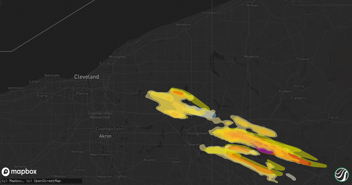 Hail map in Bristolville, OH on April 14, 2024