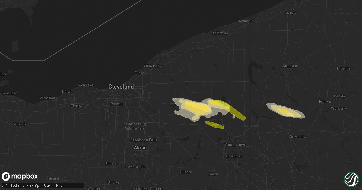 Hail map in Burton, OH on April 14, 2024
