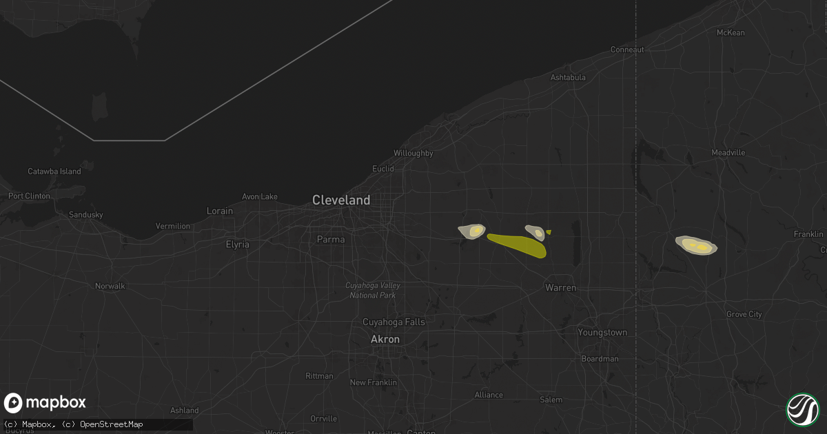 Hail map in Chagrin Falls, OH on April 14, 2024