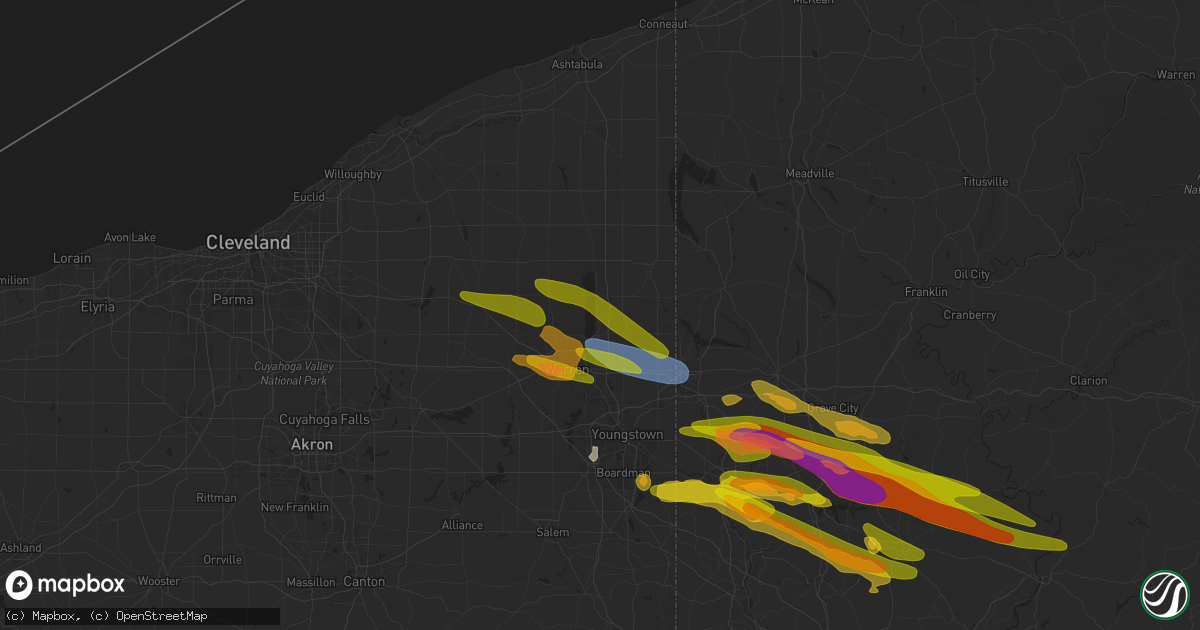 Hail map in Cortland, OH on April 14, 2024