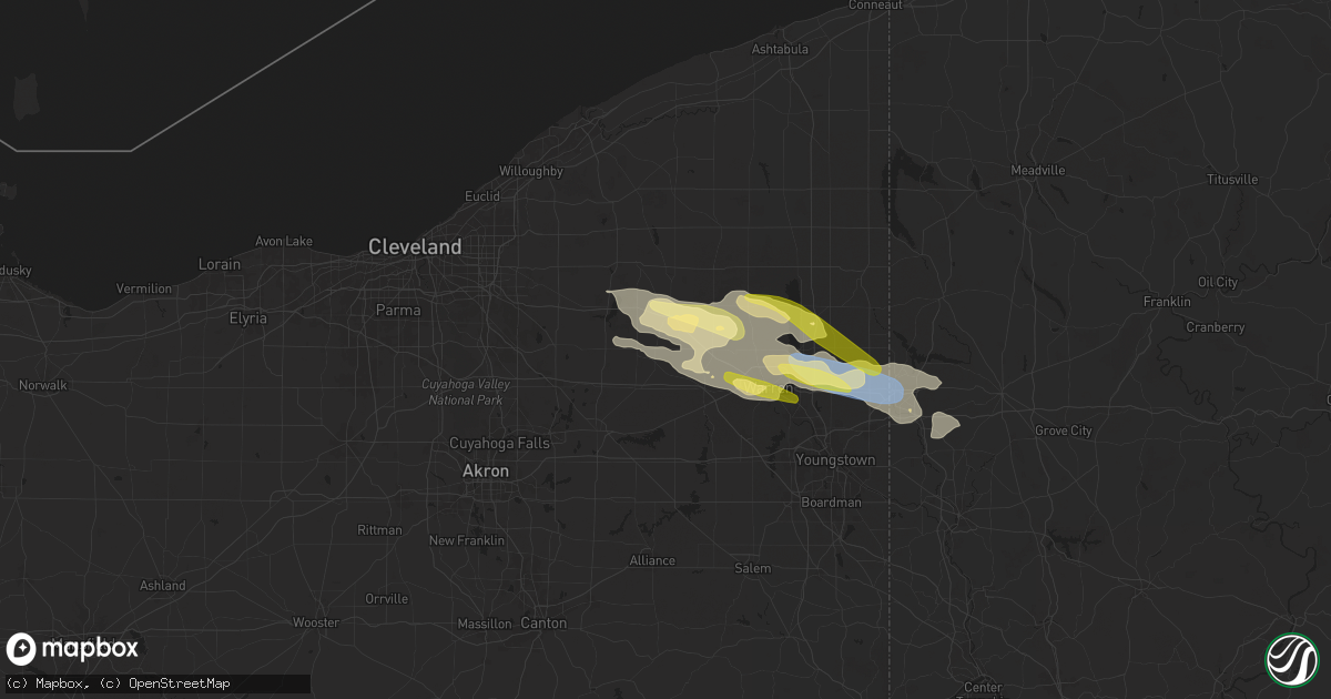 Hail map in Garrettsville, OH on April 14, 2024