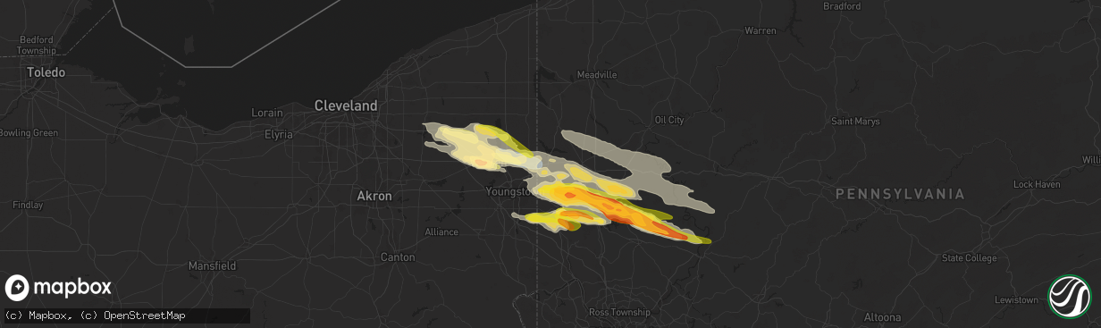 Hail map in Hermitage, PA on April 14, 2024