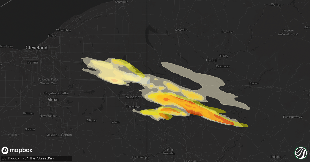 Hail map in Hermitage, PA on April 14, 2024