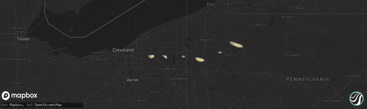 Hail map in Kinsman, OH on April 14, 2024