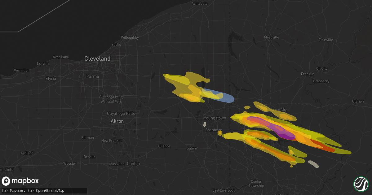 Hail map in Leavittsburg, OH on April 14, 2024
