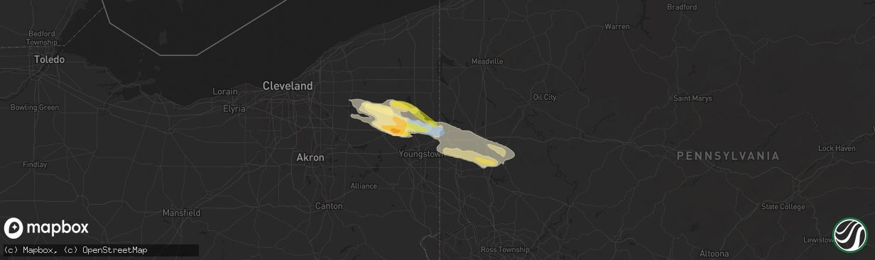 Hail map in Masury, OH on April 14, 2024