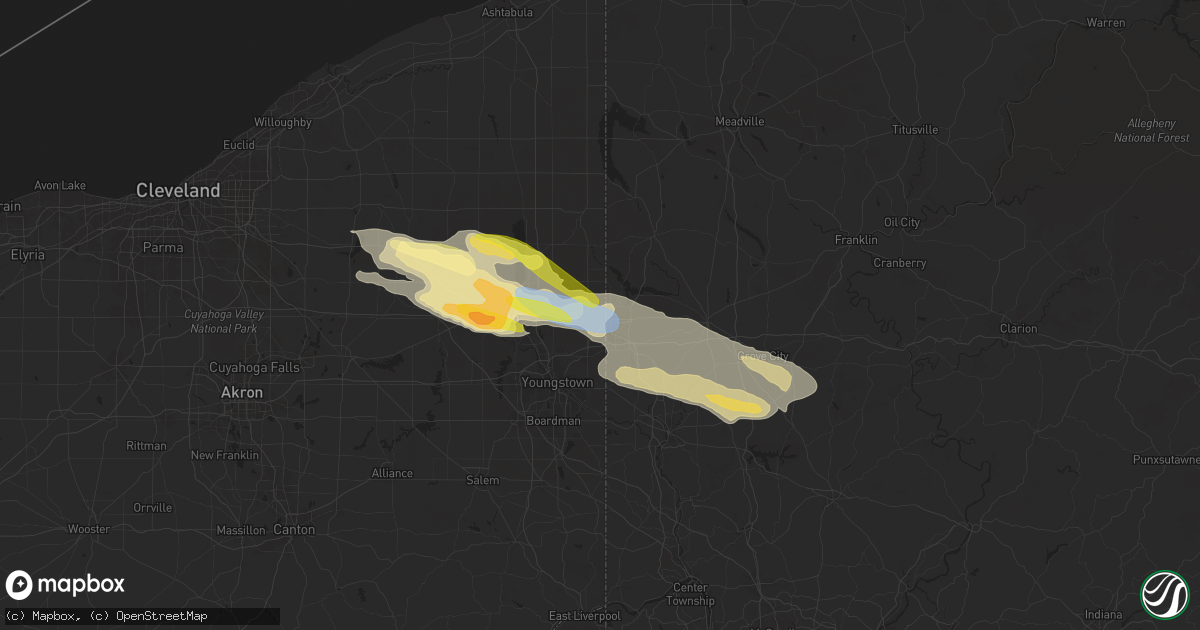 Hail map in Masury, OH on April 14, 2024