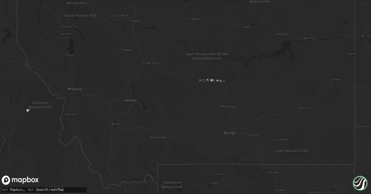 Hail map in Montana on April 14, 2024
