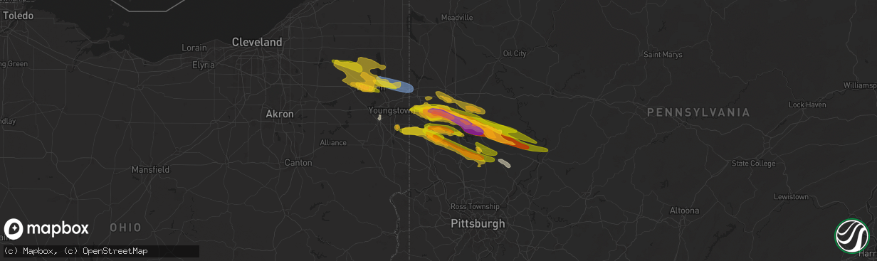 Hail map in New Castle, PA on April 14, 2024