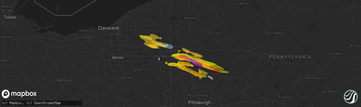 Hail map in New Wilmington, PA on April 14, 2024