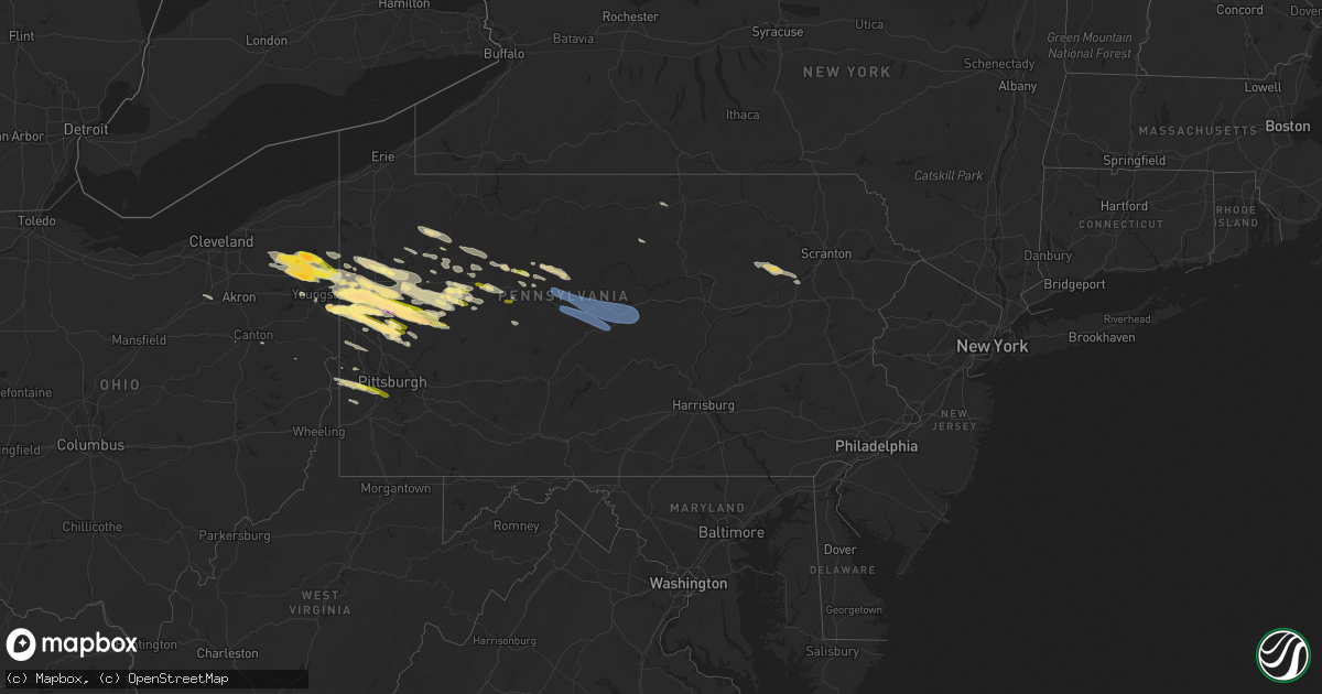Hail map in Pennsylvania on April 14, 2024