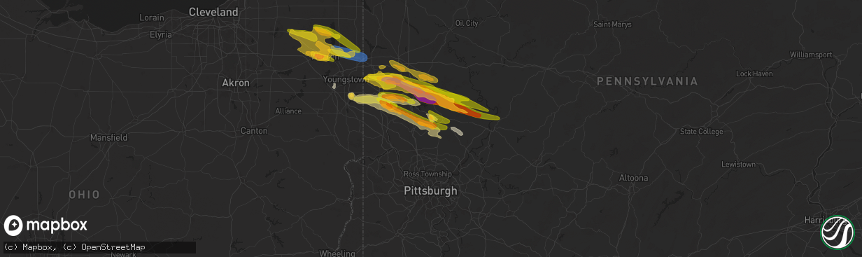 Hail map in Renfrew, PA on April 14, 2024