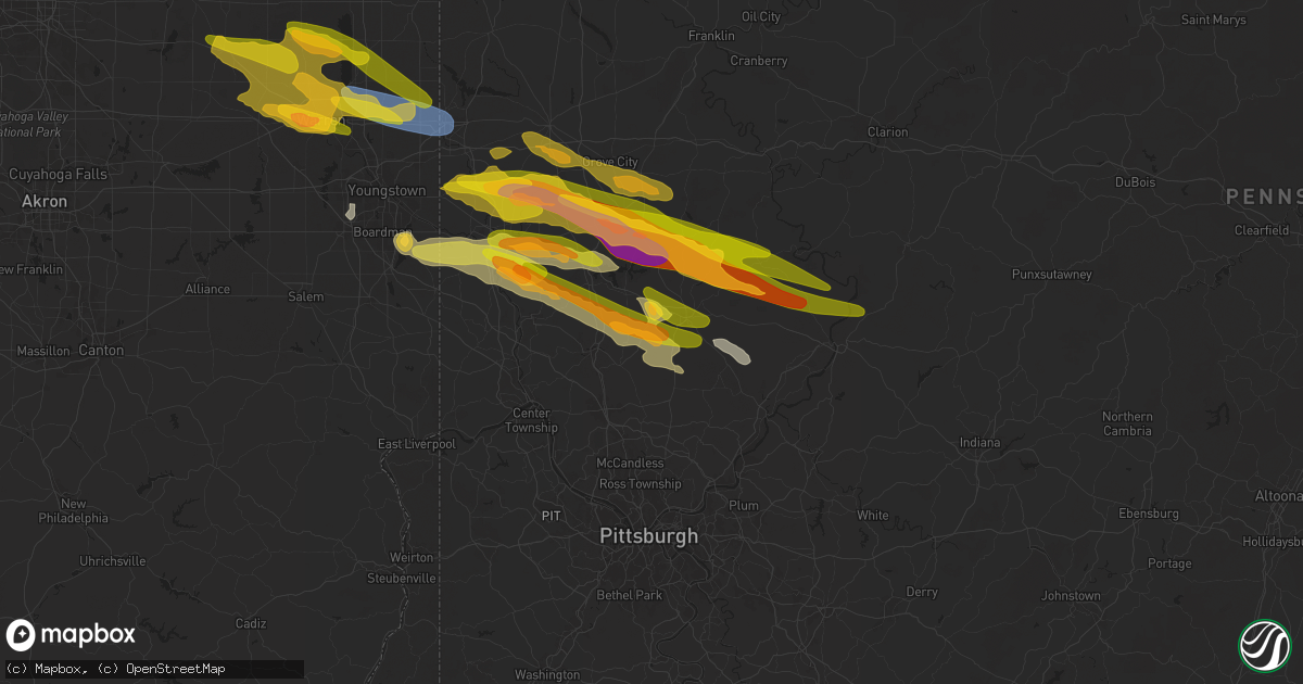Hail map in Renfrew, PA on April 14, 2024