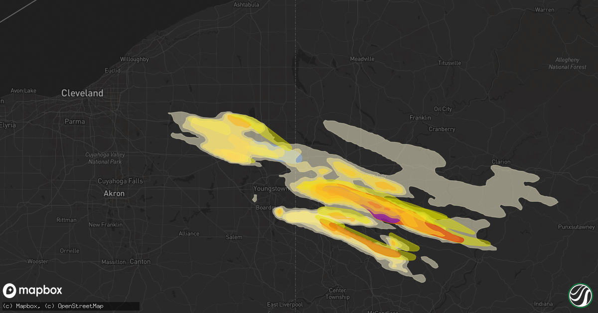 Hail map in Sharon, PA on April 14, 2024