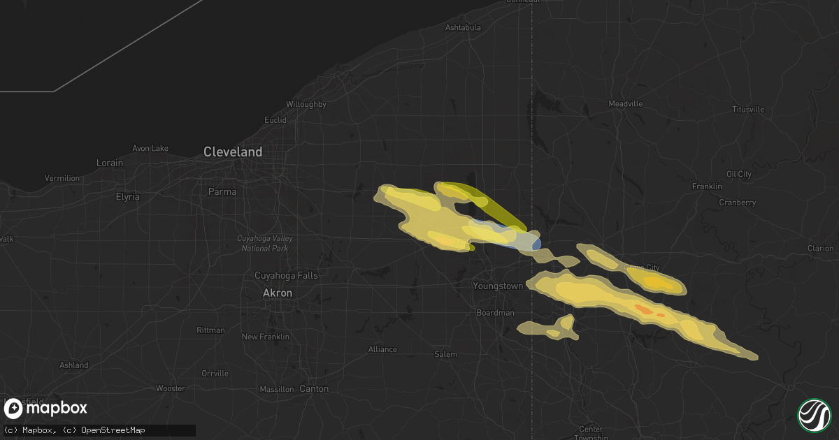 Hail map in Southington, OH on April 14, 2024