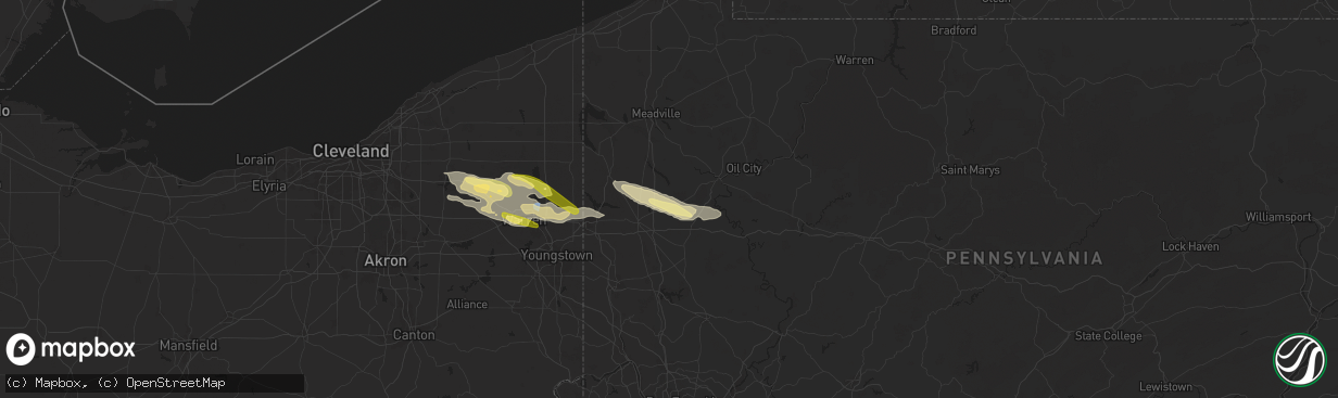 Hail map in Stoneboro, PA on April 14, 2024