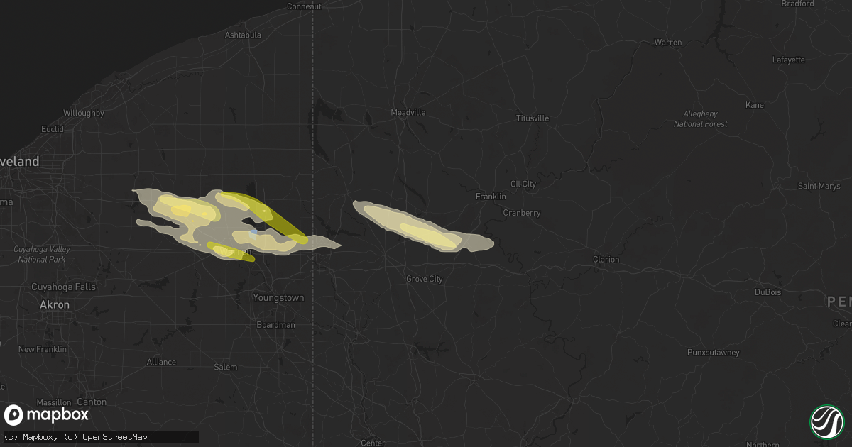 Hail map in Stoneboro, PA on April 14, 2024