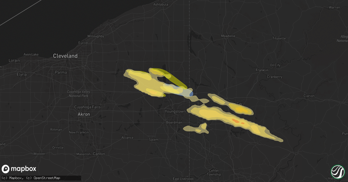 Hail map in Vienna, OH on April 14, 2024