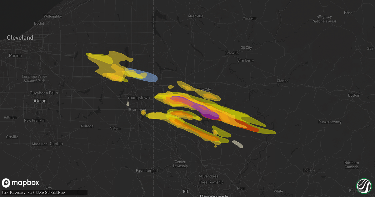 Hail map in Volant, PA on April 14, 2024