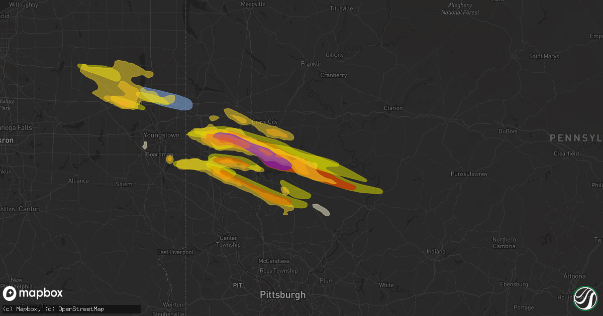 Hail map in West Sunbury, PA on April 14, 2024