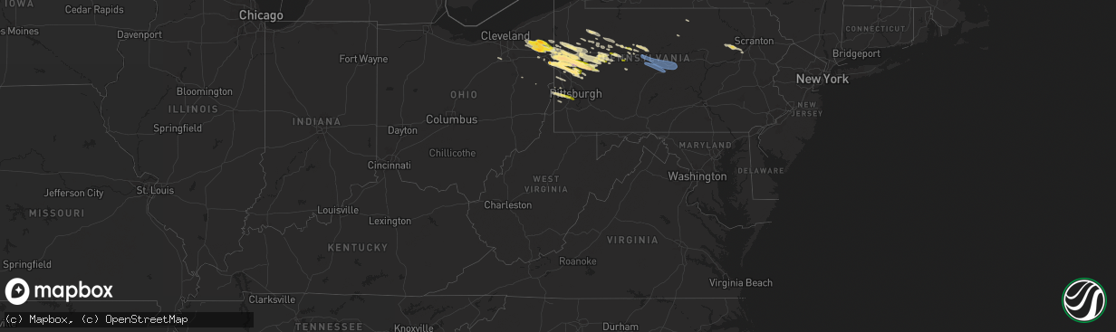 Hail map in West Virginia on April 14, 2024