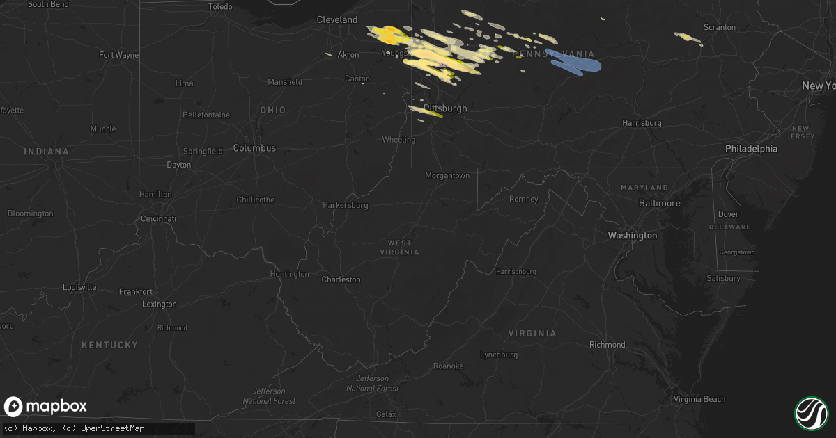 Hail map in West Virginia on April 14, 2024