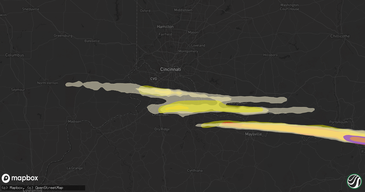 Hail map in Alexandria, KY on April 14, 2025