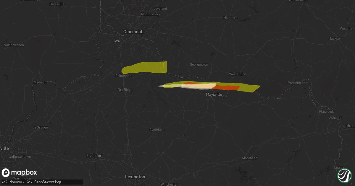 Hail map in Brooksville, KY on April 14, 2025