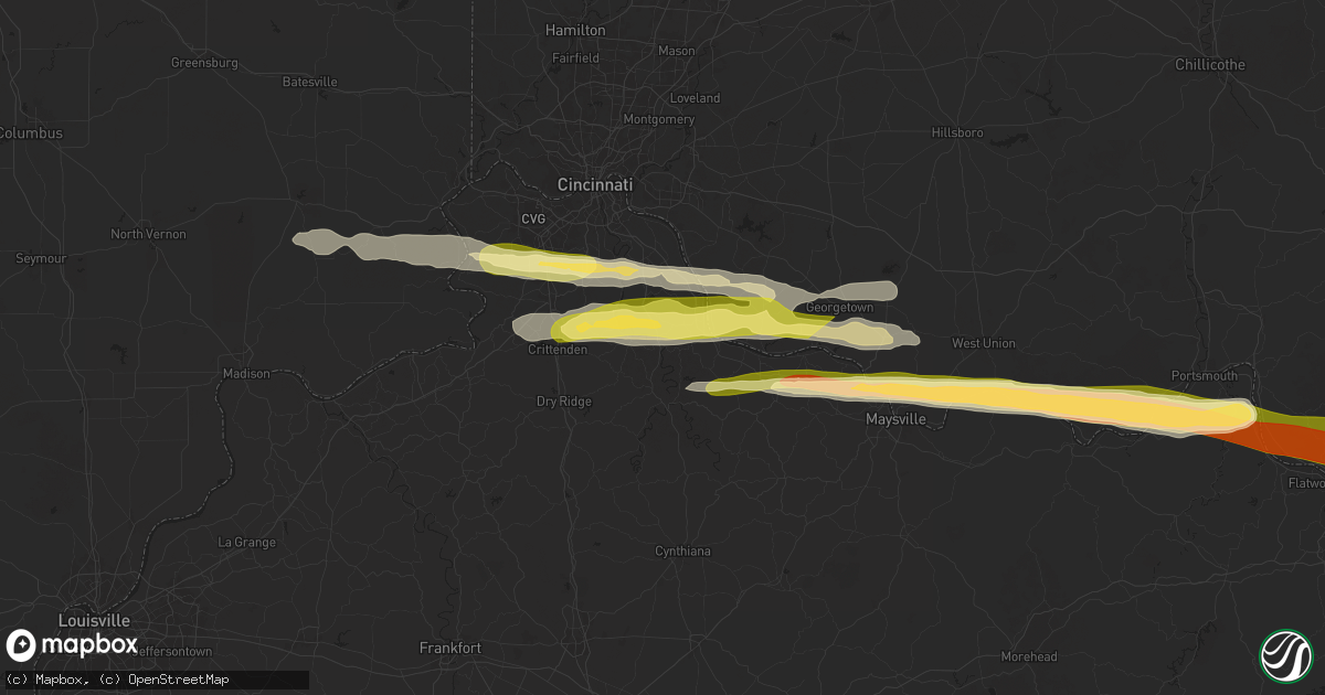 Hail map in Butler, KY on April 14, 2025
