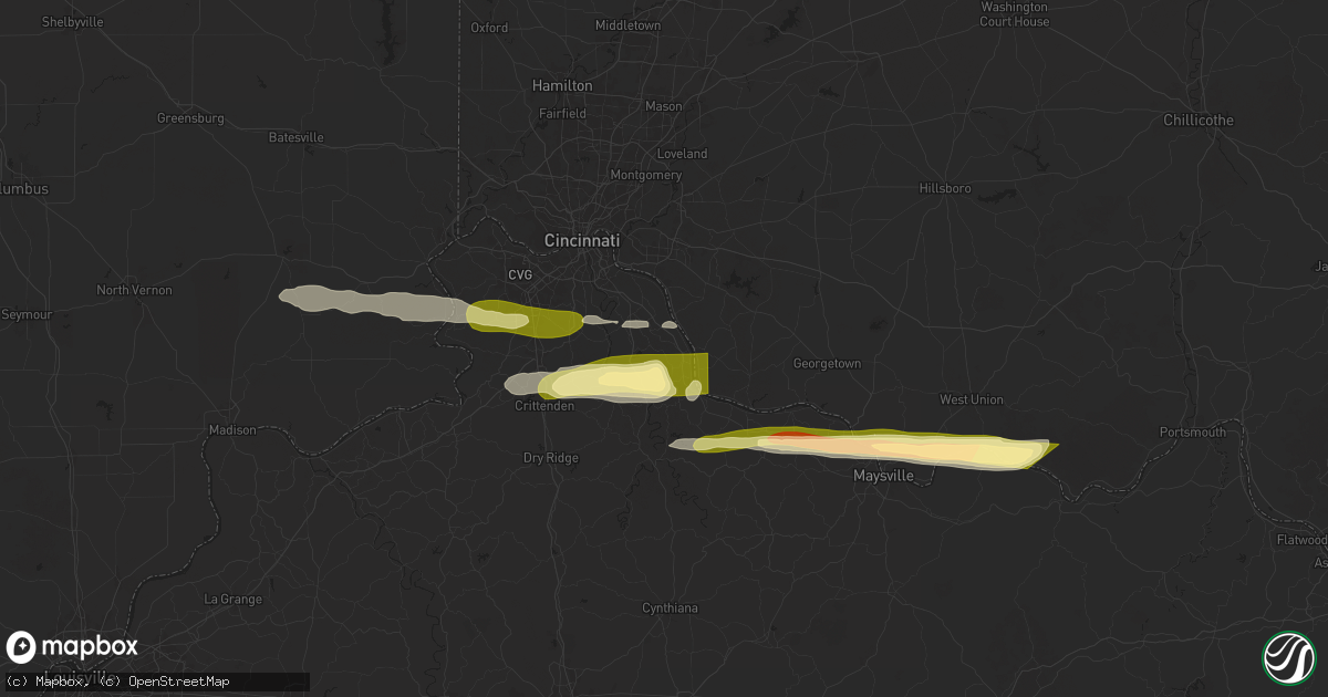 Hail map in California, KY on April 14, 2025