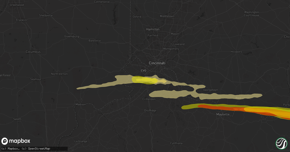Hail map in Florence, KY on April 14, 2025