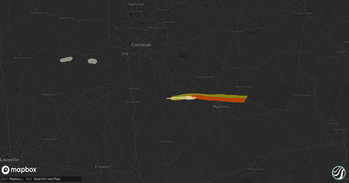 Hail map in Foster, KY on April 14, 2025