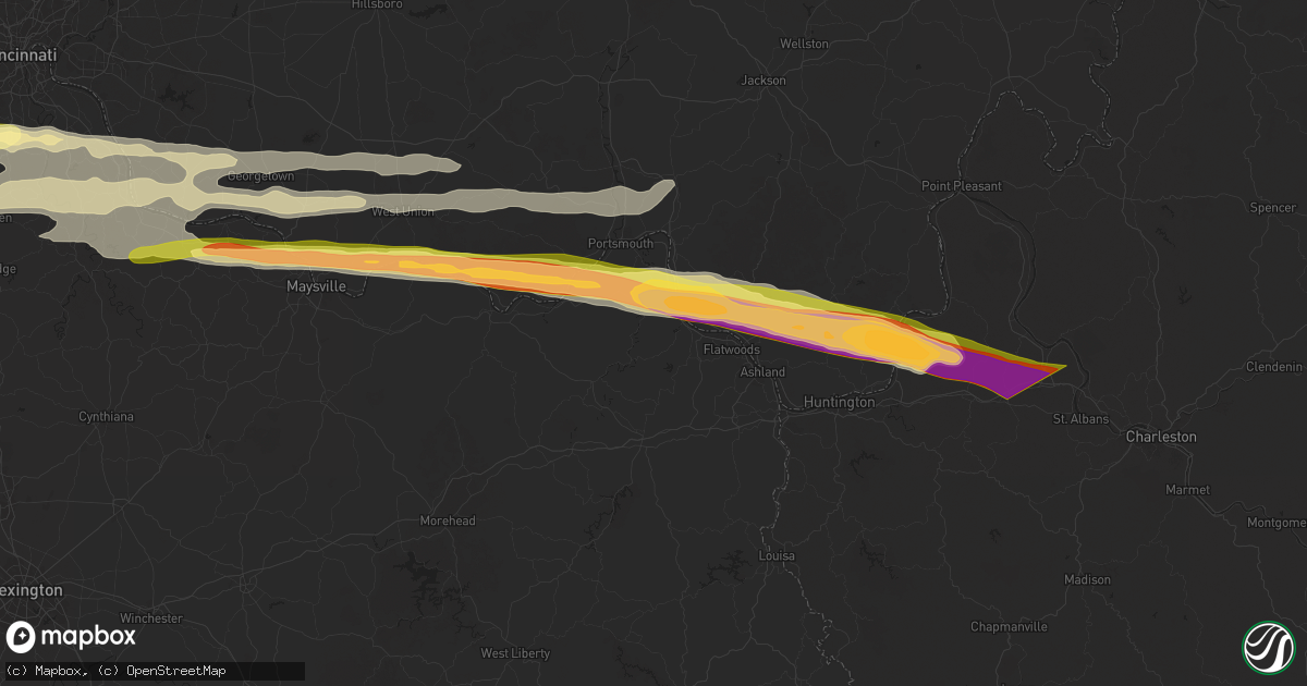 Hail map in Greenup, KY on April 14, 2025