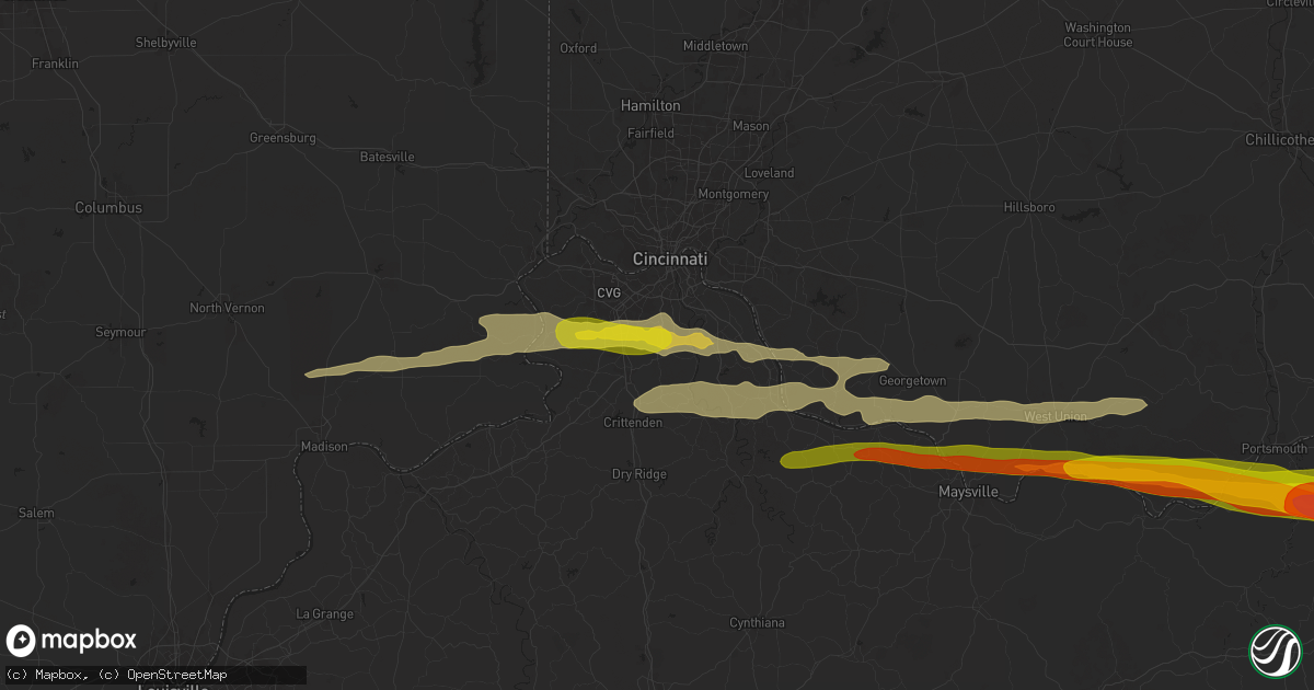 Hail map in Independence, KY on April 14, 2025
