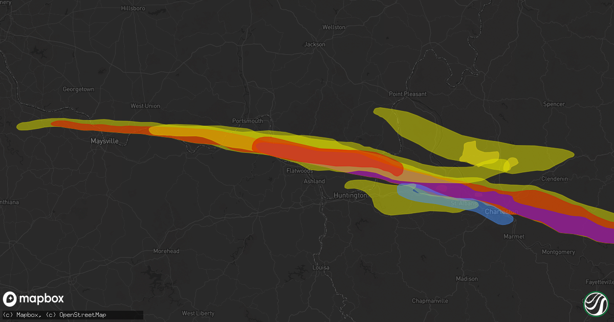 Hail map in Ironton, OH on April 14, 2025