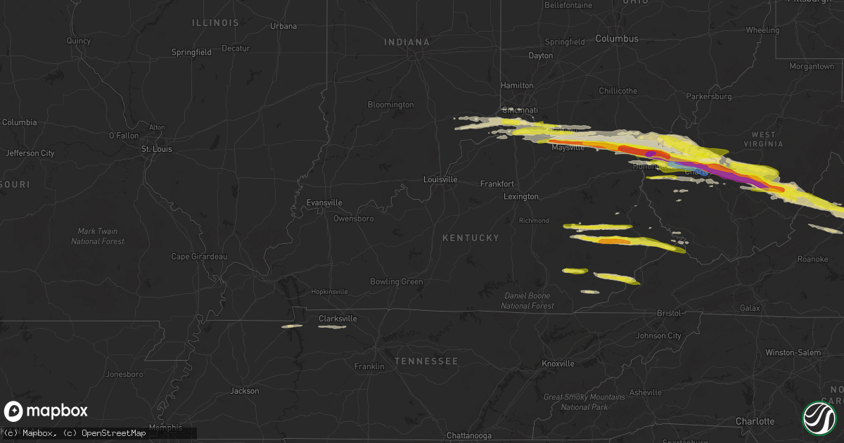 Hail map in Kentucky on April 14, 2025