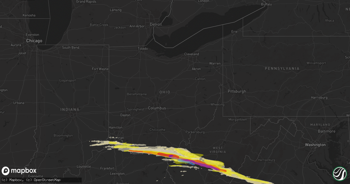 Hail map in Ohio on April 14, 2025